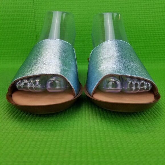 ✅Italian Shoemakers Blue Wedge Sandals Casual Slides Women's 8.5M Made in Italy - Picture 6 of 16